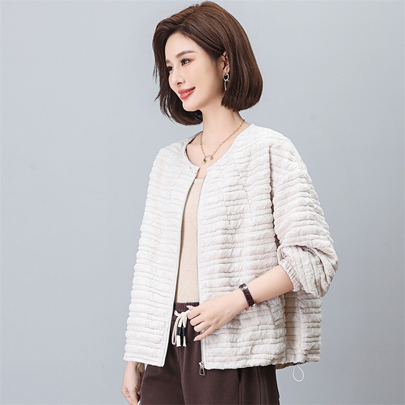 遮肉显瘦圆领棒球服外套女2026春秋百搭韩版宽松休闲中年妈妈，女装短外套，独衣靓