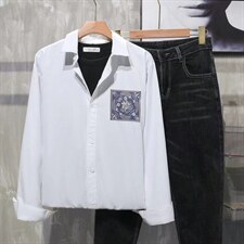 男春季衬衫港风日系纯棉长袖衬衫C9944P32，男装衬衫，星座1116-2