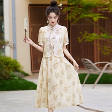 新中式国风套装女2024夏季新款高级感淡雅禅意今年流行漂亮两件套，女装套装/套裙，香水丽阁