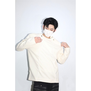 明星私服反光条未来感潮男打底 美式潮男休闲高街卫衣打底衫 P55图片