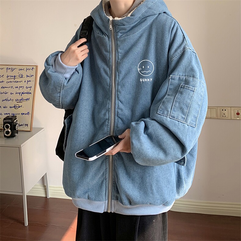 控价158牛仔外套男大码加厚加绒棉衣男羊羔毛棉服男NM53072-P140,男装棉衣,电商A040