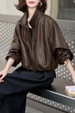 短款蛋白皮柔软皮衣2025春季新款女装时尚帅气炸街外套，女装皮衣，江南女神