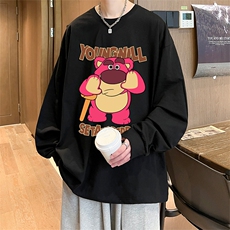 直播品质秋冬重磅潮牌嘻哈美式印花纯棉长袖T恤打底衫CT388特P28，男装T恤，电商A486