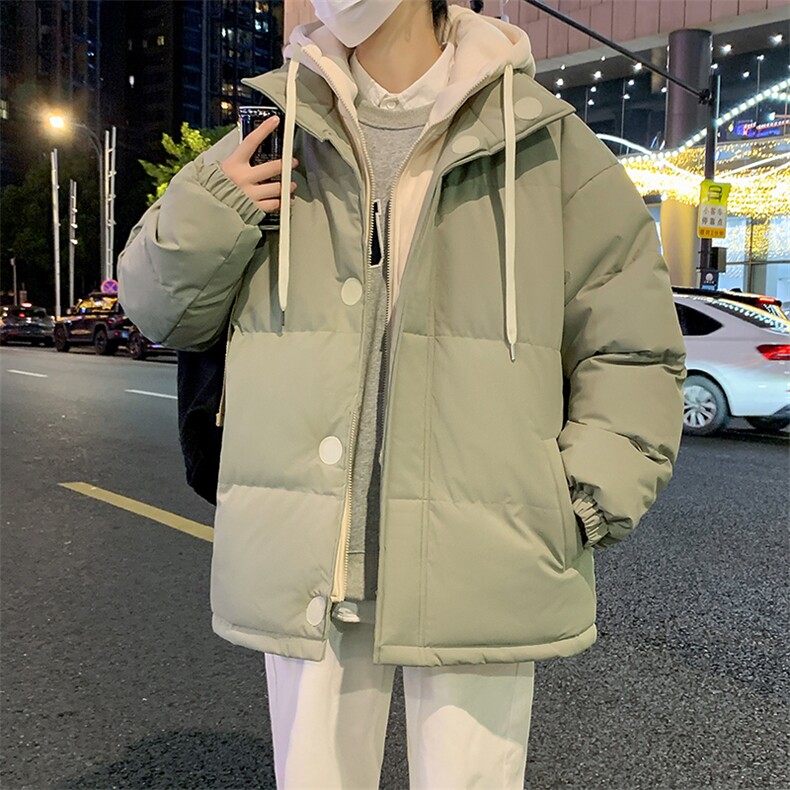 冬季青少年连帽假两件外套加绒加厚休闲简约棉衣棉服5303-P85图片