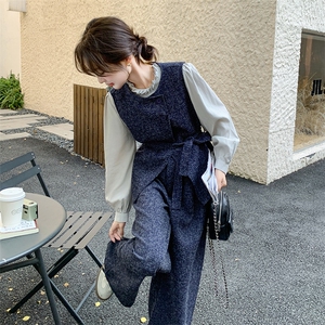 2025秋款现货 韩版通勤藏青气质三件套2C090-1278-P185-K268图片
