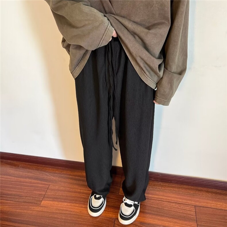 垂感裤子男春秋季阔腿直筒休闲长裤港风ins潮牌宽松情侣JQ902-P33,男装休闲裤,星座1008