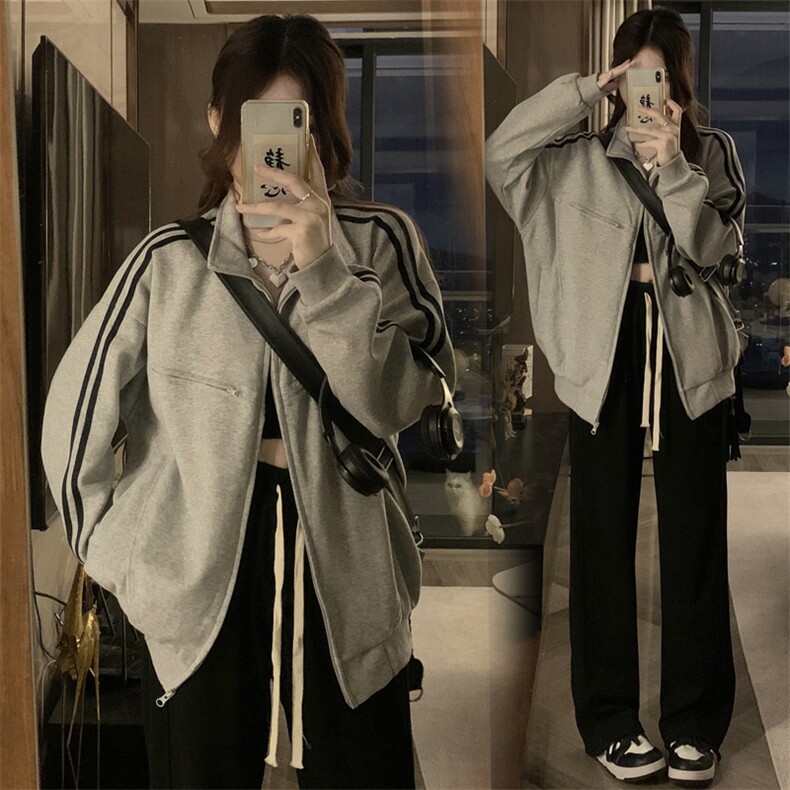 2025年秋款拉链卫衣潮牌男女美式百搭宽松运动开衫外套 C799-P100图片