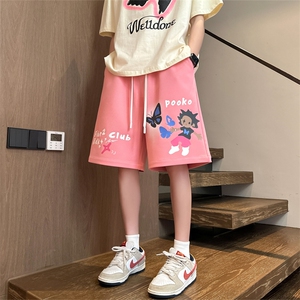2024 夏季新款 内景大码美式涂鸦印花短裤M-5X HK24542-P35图片