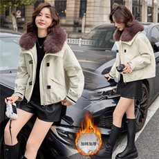 2025年冬季时尚修身可脱卸毛领棉衣棉服女，女装棉衣/棉服，微微衣阁