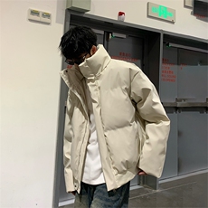 现货5W件冬季三防重磅硬挺boxy短款羽绒立领PU皮棉衣外套加厚棉服，男装棉衣，电商A486-1