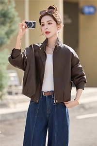 BAO现货外套女2026新款春秋季简约翻领软皮衣夹克上衣女装PU图片