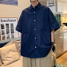 夏季港风ins潮牌工装休闲衬衣日系复古短袖衬衫男外套W3184-P30，男装衬衫，星座512-2