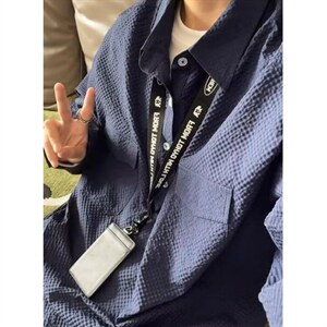 长袖套头衬衫男春秋季宽松休闲仿肌理感褶皱宽松POLO外套 CS24图片