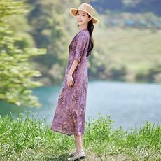 2026年夏季女士短袖休闲日常聚会表白沙滩逛街文艺/优雅婚礼居家，女装连衣裙，江南依恋