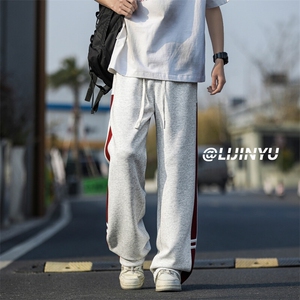 坠感潮牌百搭长裤直筒拼接撞色拖地裤子 X1520特批：42 ：88图片