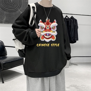 华夫格卫衣圆领卫衣男大码长袖t恤男外套 HW76185-P30加绒款-P40图片