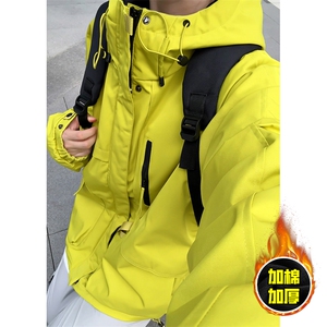 现货5W件冬季三防美式boxy解构连帽雪山冲锋衣棉衣男女棉服厚外套图片