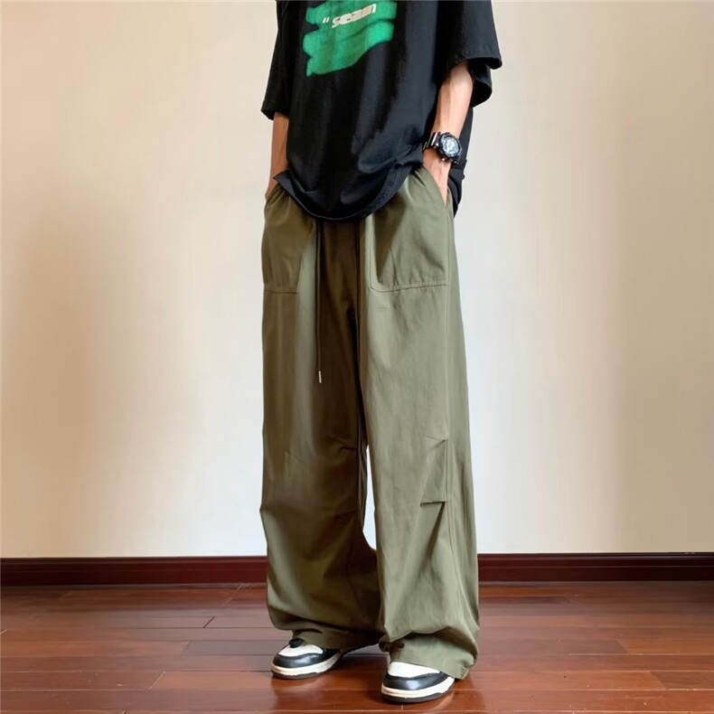 休闲裤男夏季薄款宽松直筒潮牌裤子男士工装百搭速干阔腿长裤,男装休闲裤,星座716-2
