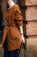 2021秋季新款气质淑女甜美优雅百分百羊毛双面呢外套，其它，L·H·X