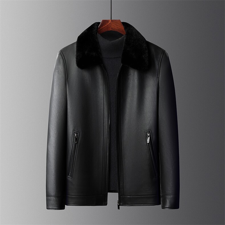 DLSN28193冬季水貂毛领羽绒服男绵羊皮外套休闲男装爸爸装,男装羽绒服,电商B360
