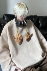 大码长T印花麂皮绒套头圆领长袖卫衣JK23502特批38控68，男装卫衣，星座605(原A050)