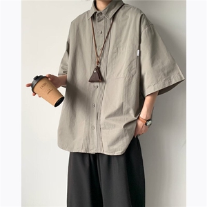 夏季日系复古短袖衬衫男痞帅CityBoy休闲五分袖衬衣RJ1011-p38图片