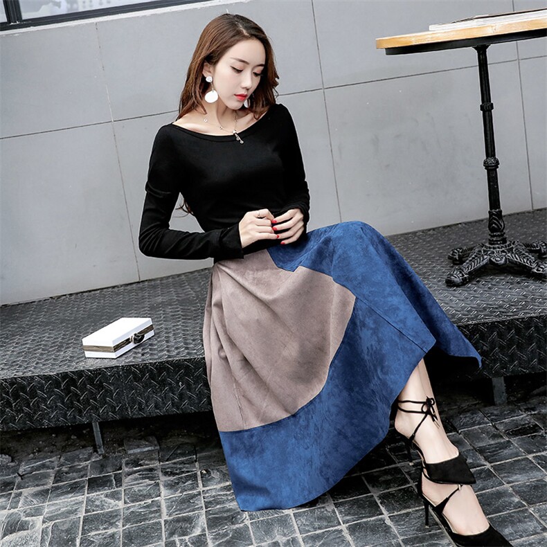2021春秋装麂皮绒长袖中长款修身时尚百搭纯色套装两件套,女装套装/套裙,天丝秀