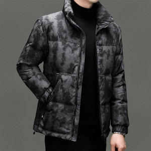 新款冬季短款85绒子白鸭绒仿旧羽绒服外套中年男装加厚羽绒服夹克图片