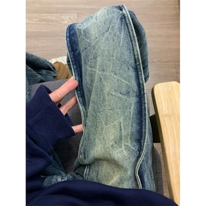 【有货】闪电纹拼接重磅牛仔裤设计感美式hiphop裤子A203LL-特P60图片