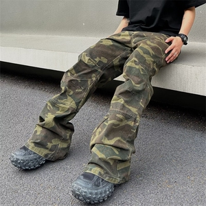 美式hiphop迷彩裤男高街潮牌痞帅宽松微喇休闲工装裤子GM25-P68图片