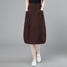 2025夏装新款亚麻棉高腰半身裙休闲百搭a字裙，女装半身裙，简韵佳