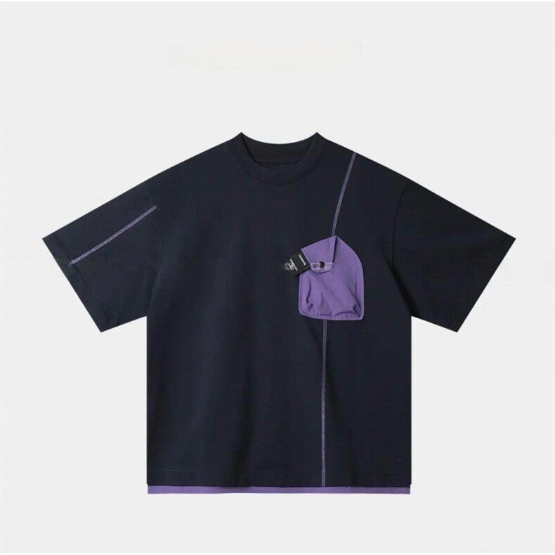 25夏季简约纯色线条设计时尚百搭男女同款宽松上衣T恤ZS00177P48,男装T恤,电商A089-1