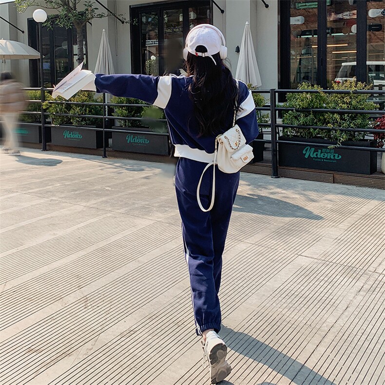 现货有买家秀春秋三条杠拼接休闲套装两件2C187-82215-P155-K218,女装套装/套裙,2C187