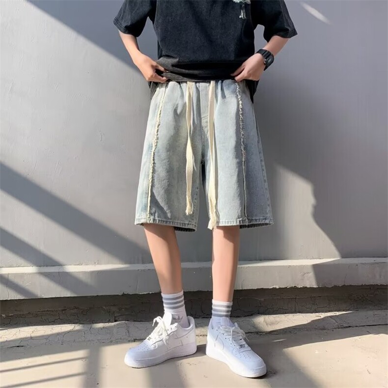 牛仔短裤男韩版潮流高街帅百搭2024夏季新款ins五分裤RK1659-P37,男装牛仔裤,星座412-3