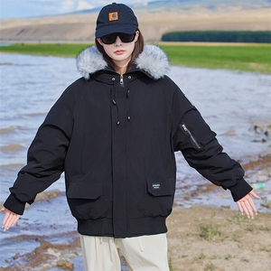 CC075-P120 工装棉服中长款情侣派克服毛领图片