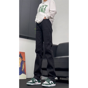 现货抖音品质黑色弹力修身直筒牛仔裤 量大价格还可谈!图片