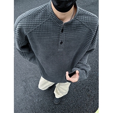 千鸟格亨利领潮流美式复古上衣休闲简约男女卫衣T3691-特价P24，男装卫衣，电商A007