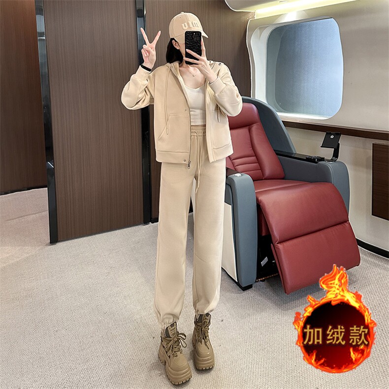 高级感秋冬洋气开衫卫衣束脚裤两件套,女装套装/套裙,2C310