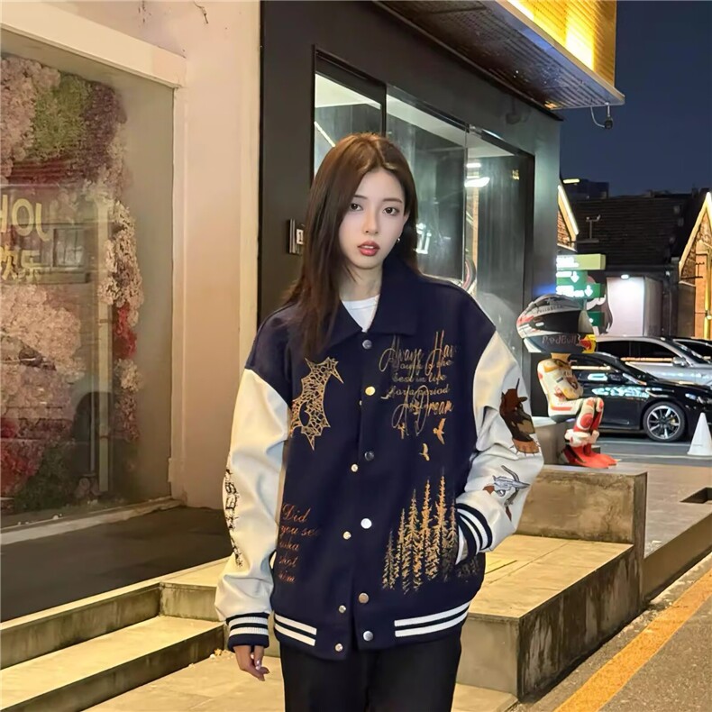 1506-1/JJ7711/P69原创足球俱乐Blokecore花卉天使恶魔皮袖夹克,男装夹克,星座1506-1