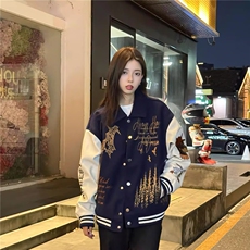 1506-1/JJ7711/P69原创足球俱乐Blokecore花卉天使恶魔皮袖夹克，男装夹克，星座1506-1