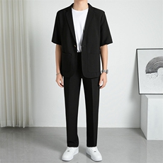TW053-P952025夏季时尚港风宽松男七分袖西服两件套装阔版，男装西服，星座507A（原星座306B-2）