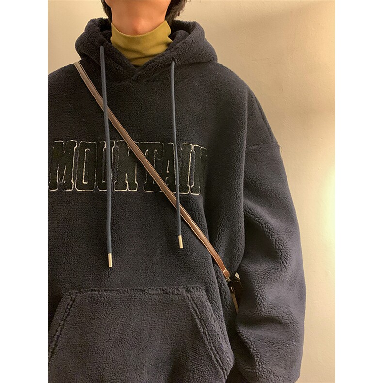 WY2804-P75毛巾绣羊羔毛连帽卫衣男士大码加厚保暖外套棉衣控98,男装棉衣,电商B280-1（原A049）