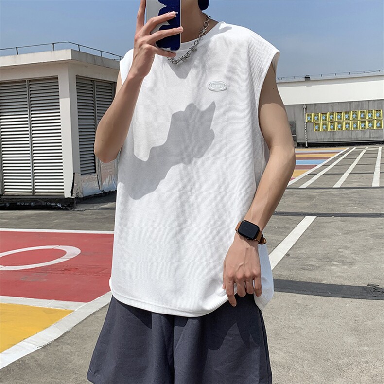无袖背心男外穿夏季宽松百搭原宿风ins运动坎肩上衣T058-P25,男装T恤,星座308B-1
