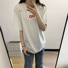 万针全刺绣解构设计260克重磅双纱纯棉高品质美式高街短袖T恤特35，男装T恤，电商A486