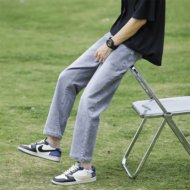 9分裤水洗宽松阔腿牛仔裤夏季新款男士潮流直筒裤子YZ87九分-P50图片