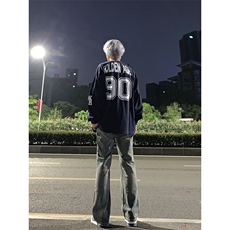 美式hiphop牛仔裤修身直筒微喇叭裤，男装牛仔裤，星座310A-4