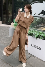 ：25年夏装新款宽松百搭领子套装两件套2C135-5070P135P188，女装套装/套裙，2C135