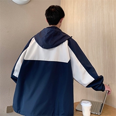 Wt001-P50日系宽松型拼色潮流连帽夹克，男装夹克，星座1501-1