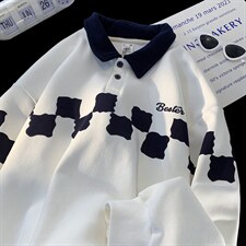 2024秋季新款卫衣男宽松原宿拼色polo领长袖416B-WY266-P60限78，男装卫衣，星座416B-1