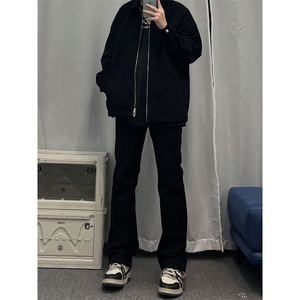 cleanfit弹力纯色修身直筒牛仔裤修身窄版直筒裤显瘦 加绒65图片